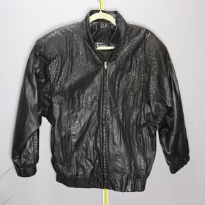 Vintage Comint Black Leather Jacket Made in Argentina Y2K Size S